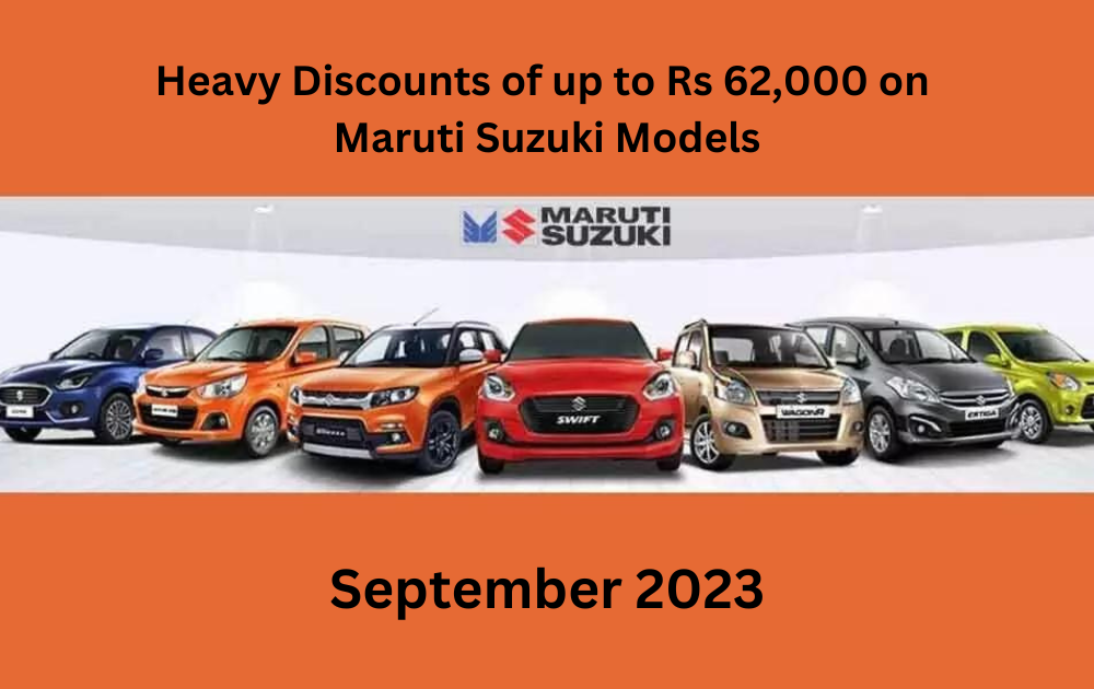 Heavy Discounts of up to Rs 62,000 on Maruti Suzuki Swift, Dzire and Wagon R